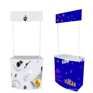 Customize logo design floor standing exhibition display stand PVC board plastic portable promotion folding  table for sales